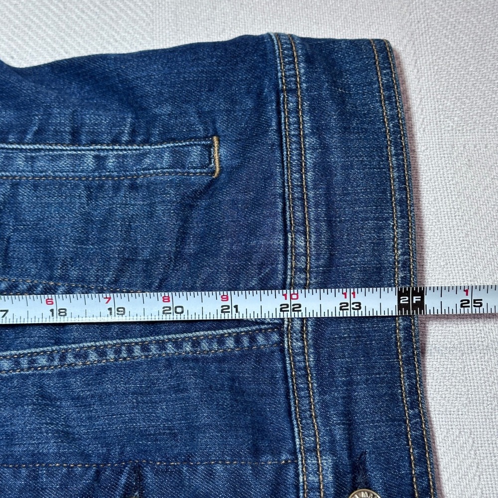 7 For All Mankind Classic Denim Jacket Womens Medium Trucker Stretch Dark Wash - Picture 11 of 14